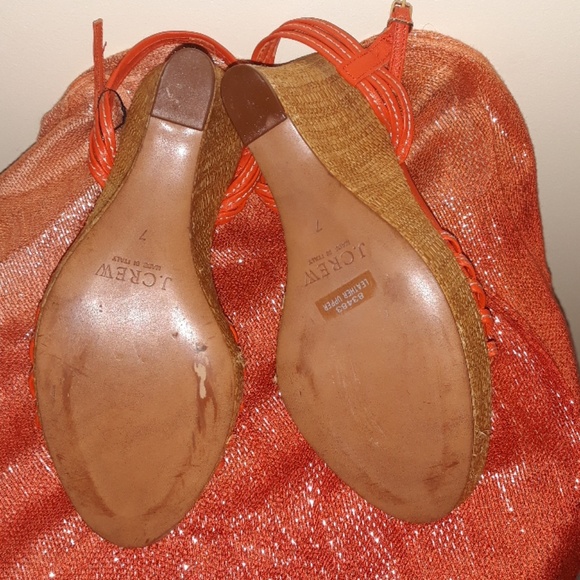 JCREW ORANGE OPEN TOE WEDGE HEELS - Picture 3 of 4